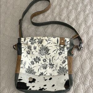 Myra Bag Black and White Crossbody with Floral and Animal Prints
